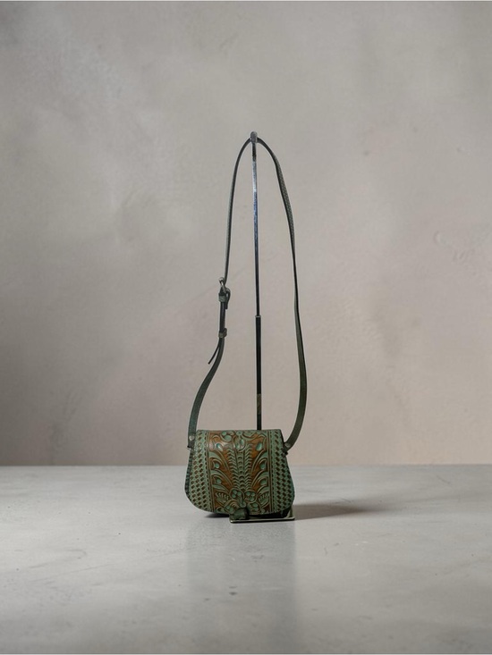 Patricia Nash Handbags - Patricia Nash Finch Crossbody Bag Tooled Turquoise Leather Saddle Purse